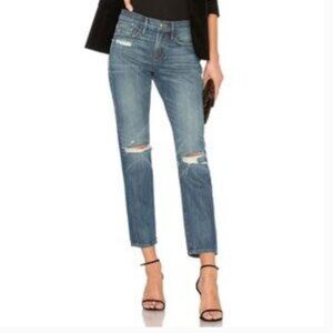 FRAME Women's Le Boy Distressed Jeans in Size 29 Cropped Straight Leg